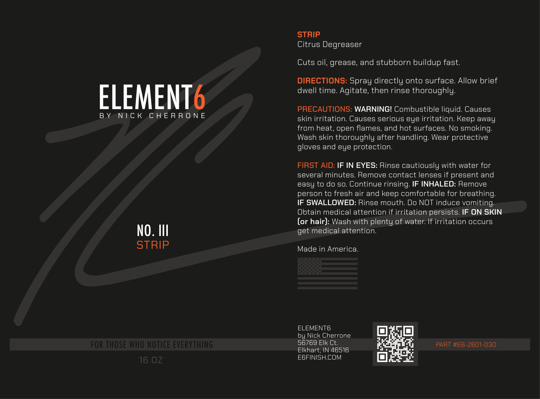 Element6 STRIP bottle label