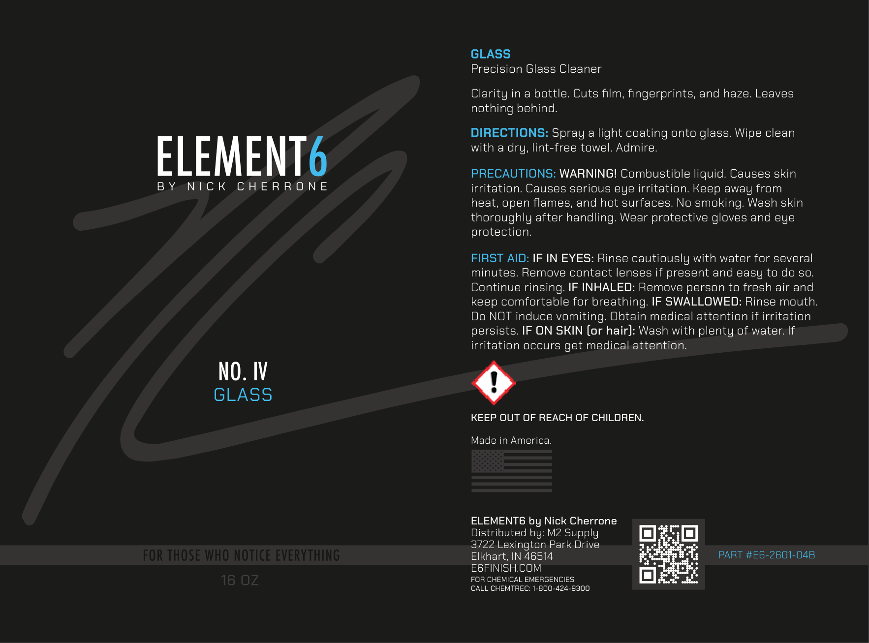 Element6 GLASS bottle label