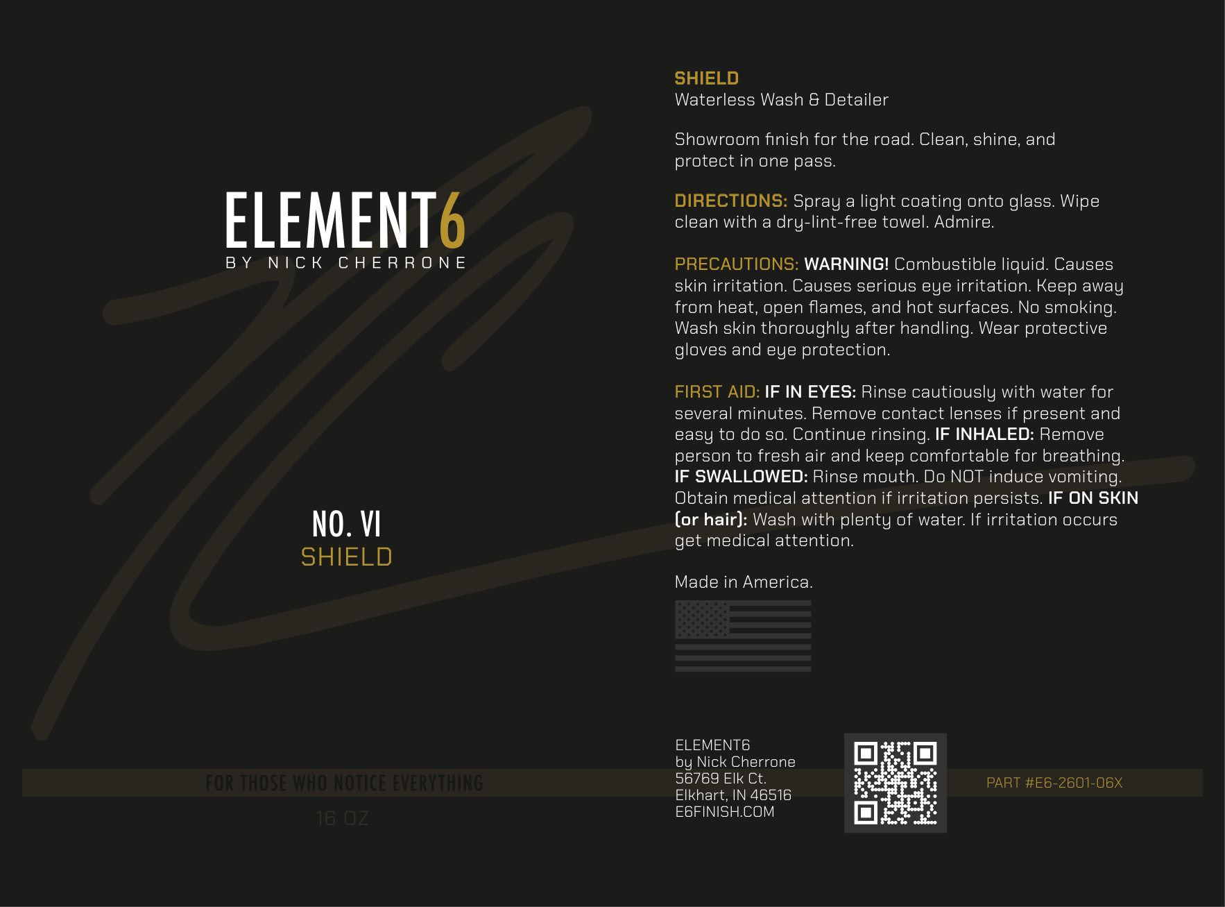 Element6 SHIELD bottle label